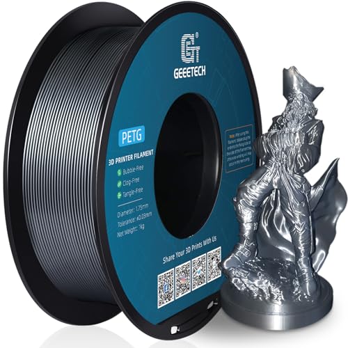 GEEETECH PETG Filament 1.75 mm 1kg Spool für 3D-Drucker, Silber GEEETECH PETG Filament 1.75 mm 1kg Spool für 3D-Drucker, Silber von GEEETECH
