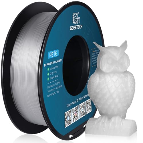 GEEETECH PETG Filament 1.75 mm 1kg Spool für 3D-Drucker, Transparent von GEEETECH