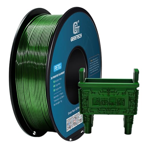 GEEETECH PETG Filament 1.75mm Metallic Grün, verbesserte Hochfestigkeit 3D-Drucker Filament, Glanzfinish, ±0,03mm Präzision-1kg Spule von GEEETECH