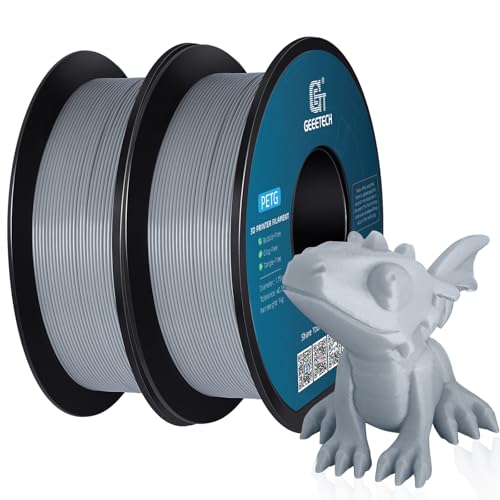 GEEETECH PETG Filament grau, 2x1kg Spule für 3d Drucker von GEEETECH