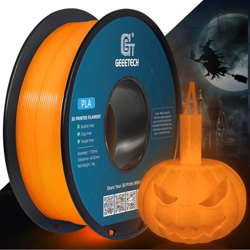 GEEETECH PLA Filament 1.75mm, Glows Orange-rot in the Dark, 3D Drucker Filament 1kg Spool von GEEETECH