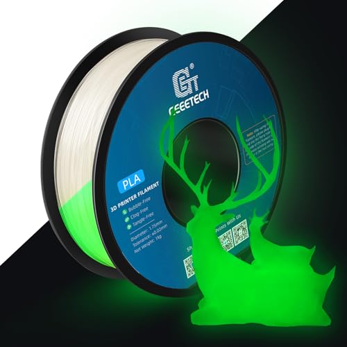 GEEETECH PLA Filament 1.75mm, Glows in the Dark Filament, 3D Drucker Filament 1kg Spool, Filament Leuchtend grün von GEEETECH