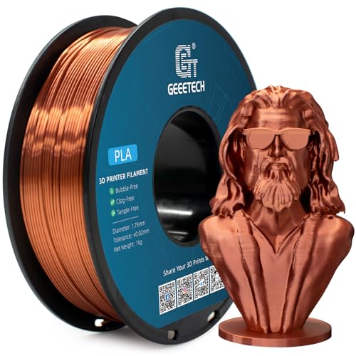 GEEETECH PLA Filament 1.75mm Silk Copper, 3D Drucker Filament PLA 1kg Spool, Silk Filament mit Seidige Druckoberfläche, Maßgenauigkeit +/-0.02 mm von GEEETECH