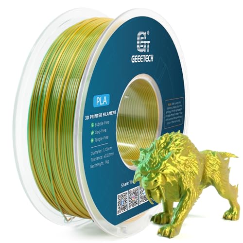 GEEETECH Silk Dual Color Filament 1,75mm, 1KG/Spool für 3D Drucker, Silk Gelb&Grün von GEEETECH