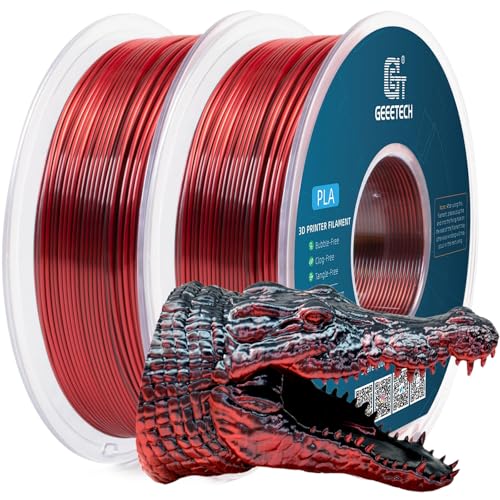GEEETECH Silk PLA Filament, Silk Dual Color Filament 1,75mm,2KG für 3D Drucker, Silk Schwarz&Rot von GEEETECH