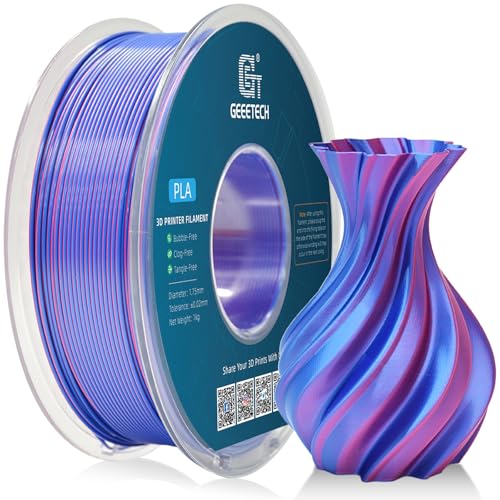 GEEETECH Silk Pla Filament,Silk Dual Color Filament 1,75mm,1KG/Spool für 3D Drucker, Silk Blau&Rot von GEEETECH