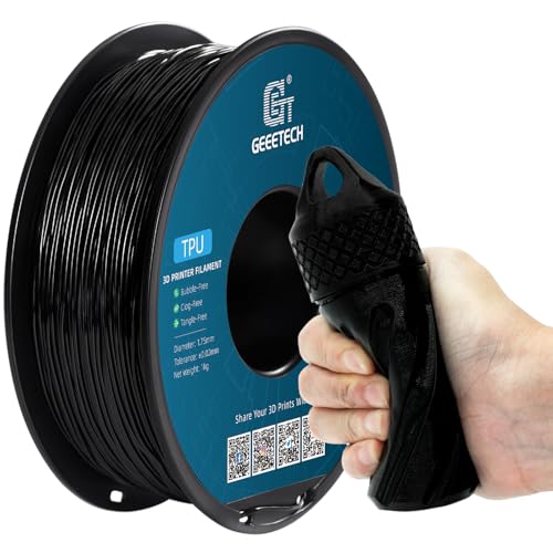 GEEETECH TPU Filament 1,75 mm +/- 0,02 mm für 3D Drucker, 1KG 1 Spool Schwarz von GEEETECH