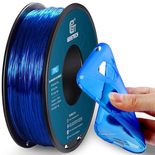 GEEETECH TPU Filament 1,75 mm +/- 0,02 mm für 3D Drucker, 1KG 1 Spool Transparent Blau von GEEETECH