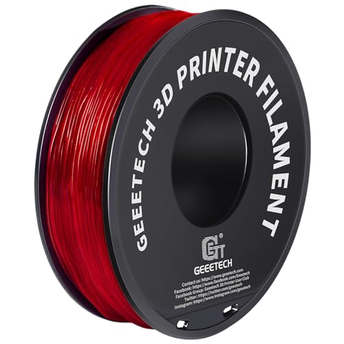 GEEETECH TPU Filament 1,75 mm +/- 0,02 mm für 3D Drucker, 1KG 1 Spool Transparent Rot von GEEETECH