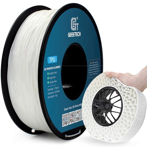 GEEETECH TPU Filament 1,75 mm +/- 0,02 mm für 3D Drucker, 1KG 1 Spool Weiß von GEEETECH