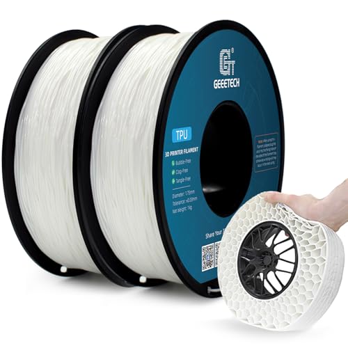GEEETECH TPU Filament Weiß, 2x1kg Spule für 3d Drucker von GEEETECH
