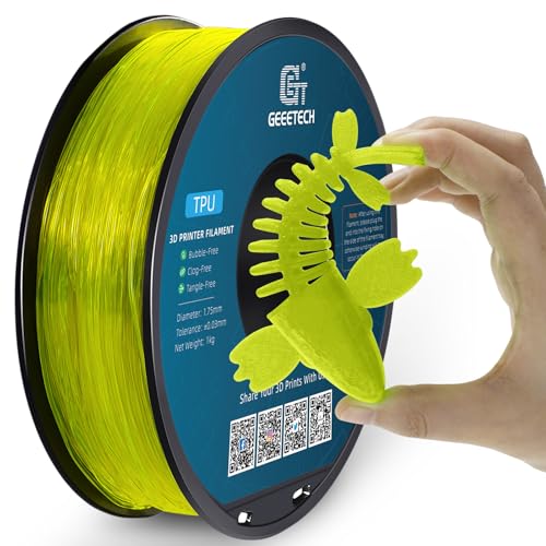 GEEETECH TPU filament 1,75mm Transparent Gelb, Flexible 3D Drucker Filament 1kg 1 Spool von GEEETECH