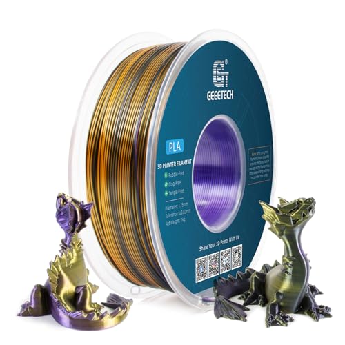 GEEETECH Tricolor Silk PLA Filament 1,75mm, 3D Drucker Filament 1KG/Spule, Silk Lila Gold Schwarz von GEEETECH