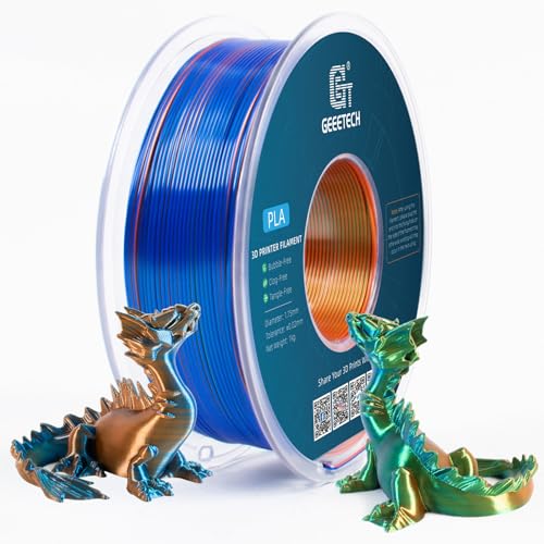 GEEETECH Tricolor Silk PLA Filament 1,75mm, 3D Drucker Filament 1KG/Spule, Silk Orange Blau Grün von GEEETECH