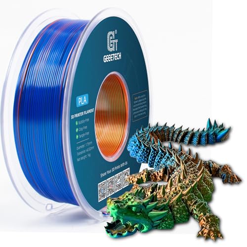 GEEETECH Tricolor Silk PLA Filament 1,75mm, 3D Drucker Filament 1KG/Spule, Silk Orange Blau Grün von GEEETECH