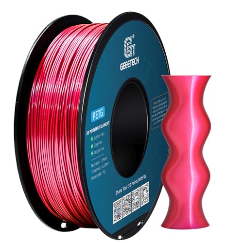 GEEETECH PETG Filament 1.75mm Metallic Pink, verbesserte Hochfestigkeit 3D-Drucker Filament, Glanzfinish, ±0,03mm Präzision-1kg Spule GEEETECH PETG Filament 1.75mm Metallic Pink, verbesserte Hochfestigkeit 3D-Drucker Filament, Glanzfinish, ±0,03mm Präzision-1kg Spule von GEEETECH