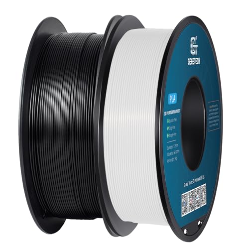 Geeetech PLA Filament 1,75 mm, 3D Drucker PLA Filament,1 kg pro Spule, 2 Spulen, Weiß-schwarz von GEEETECH