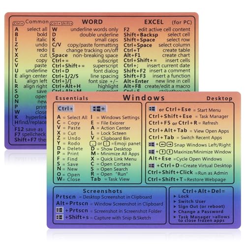 GEEHUA 2 Stück 8.5x6cm/3.34x2.36in Laptop Shortcuts Aufkleber, Word Excel Kurzanleitung Tastaturkürzel Aufkleber Notebook PVC Tastaturkürzel Aufkleber für jeden PC Laptop oder Desktop (Gradient) von GEEHUA