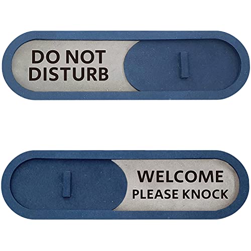 Do Not Disturb Welcome Please Knock Slider Sign (Blue) von GEEKBEAR