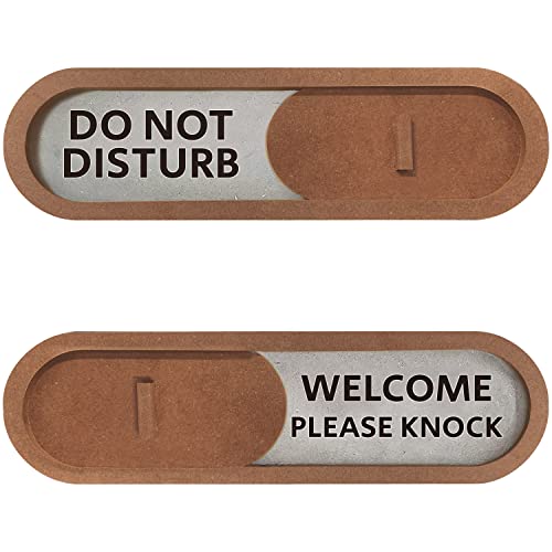 Do Not Disturb Welcome Please Knock Slider Sign (Brown) von GEEKBEAR