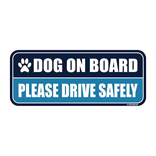 GEEKBEAR Auto Magnet Hund an Bord (Marineblau/Blau) – Reflektierend Wasserdicht Langlebig Magnetschild – 22,1 x 8,9 cm von GEEKBEAR