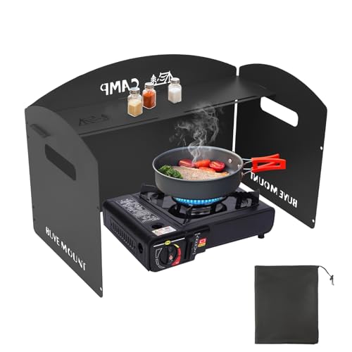 GEEKHOM Windschutz Gaskocher Camping Kocher - Faltbar Windschutz Campingkocher Spritzschutz Mit Tragetasche, Zubehör Für Outdoor Camping Kochgeschirr Grill BBQ (3-fach Schwarz) von GEEKHOM