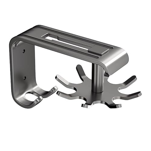 GEEKHOM Hakenleiste für Küchenutensilien, 360 ° Drehung Haken Küche Hakenleiste ohne Bohren Selbstklebende Hängeorganizer mit 8 Haken für Küche/Bad/Garderobe (Gunmetalgrau, 1 Stück) von GEEKHOM