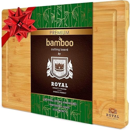 GEEKHOM Schneidebrett, Bambus Schneidebretter für Küche, Holzschneidebrett Beidseitig verwendbar Schneidbrett Küche Grill Geschenk Servierbrett, Frühstücksbrett von GEEKHOM