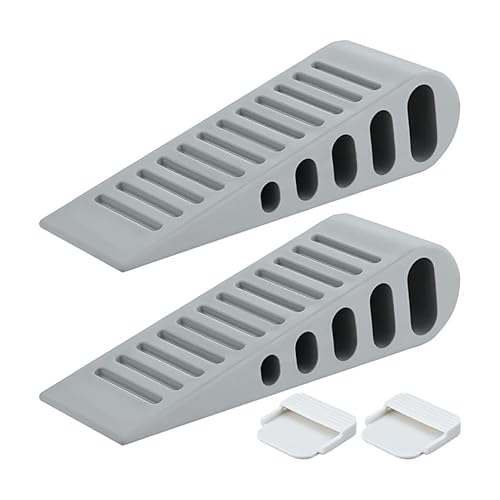 GEEKHOM Türstopper, 2er Pack Türstopper keil für den Boden, Hochleistungs-Türschnapper aus Gummi, Rutschfester & Kratzfester Türkeil Stapelbar für Balkontür, Kinderzimmer & Büro Schutz, Grau von GEEKHOM