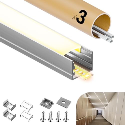 GEEKLUX 2 x LED Aluminium Profil 2m U Profil Aluminium, Led Trockenbauprofil für Led Streifen/Liste, with Milchig Weißer Abdeckung - Endkappen und Montageclips von GEEKLUX