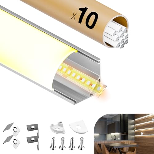 GEEKLUX 6 x Aluminiumprofile à 2 Meter (insgesamt 12 m) für LED-Streifen, LED-Kanal und LED-Profil grau, max. LED-Streifen 12 mm - Größe 17,4 x 7 mm (SP30-10 x 2 M(20 m) von GEEKLUX