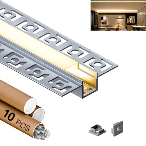 GEEKLUX LED Aluminium Profil 2m – LED Trockenbauprofil Unterputz Profil für LED Strip, Ideal für Moderne Innenbeleuchtung, Einfache Installation & Effiziente Wärmeableitung (15) von GEEKLUX