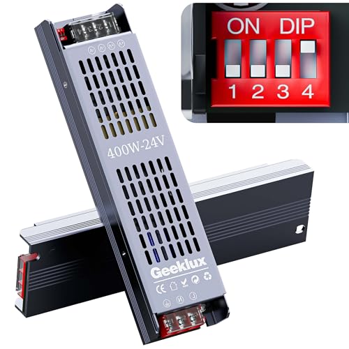 LED Netzteil Trafo 24v dimmbar 400W, Led Transformator 220 230 Volt AC auf 24 Volt DC,Led Treiber Kein Rauschen, Kein Flimmern, IP20 Kompakter Extrem Dünner LED Netzteil Trafo 24v dimmbar 400W, Led Transformator 220 230 Volt AC auf 24 Volt DC,Led Treiber Kein Rauschen, Kein Flimmern, IP20 Kompakter Extrem Dünner von GEEKLUX