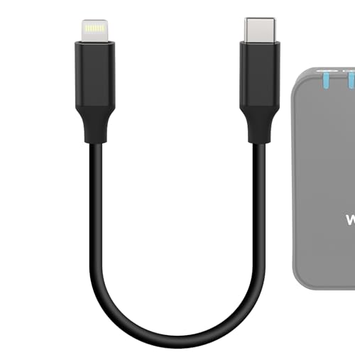 GEEKRIA für Creators USB-C-auf-Lightning-Mikrofonkabel 8 Zoll/20 cm, kompatibel mit Rode VideoMic GO II, Wireless GO II, DJI Mic, Mic 2 Mic Cord (Schwarz) von GEEKRIA