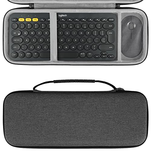 Geekria Hartschale Kompatibel mit Logitech K380 + M355, Microsoft Designer Compact Tastatur + Microsoft Mobile Wireless Tastatur und Pebble Mouse Combo (Schwarz) von GEEKRIA