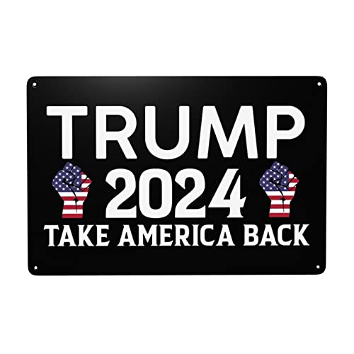 Trump 2024 Schild Trump 2024 Take America Back Schild Trump 2024 Take America Back Metall-Blechschild lustige Metall-Blechschilder für die Vorderseite des Hauses, 20,3 x 30,5 cm von GEERS