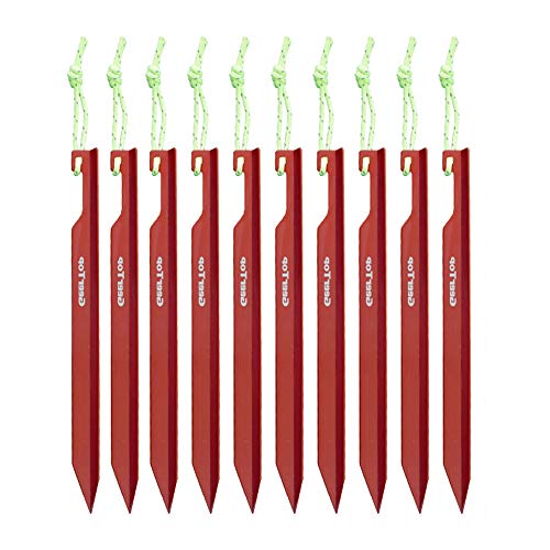 GEERTOP Camping Zelthering Zelt Heringe Aluminium Zelt-Kleinteile 10 Pack Y-förmige Wirbel für Zeltplane,Camping, Strand,andern Bergsteigen,Geeignet für die Meisten Bodentypen (Rot) von GEERTOP