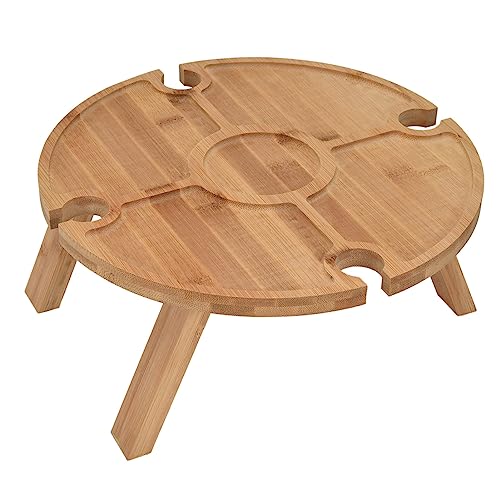 GEERYZHE Weintisch, Faltbarer Hölzerner Picknicktisch Tragbarer Picknicktisch Tragbarer Außentisch mit Weinglashalter Zum Camping, Strand, Garten, Konzerte von GEERYZHE