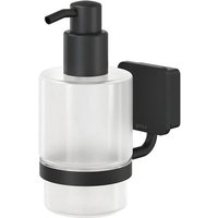Geesa - Seifenspender Wandbefestigung Topaz Pumpspender Glas 200ml, transparent/schwarz matt von GEESA