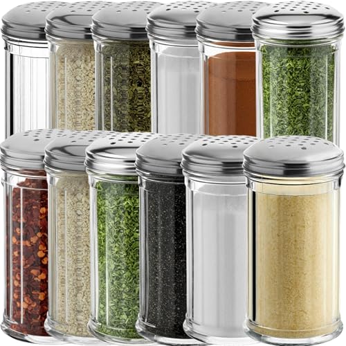 GEEX DEPOT Parmesan-Käsestreuer, Salz- und Pfefferstreuer mit Edelstahldeckel, transparenter Kunststoff-Gewürzstreuer, Zucker-/Gewürzspender, große Salz- und Pfefferstreuer (360 ml) von GEEX DEPOT von GEEX DEPOT