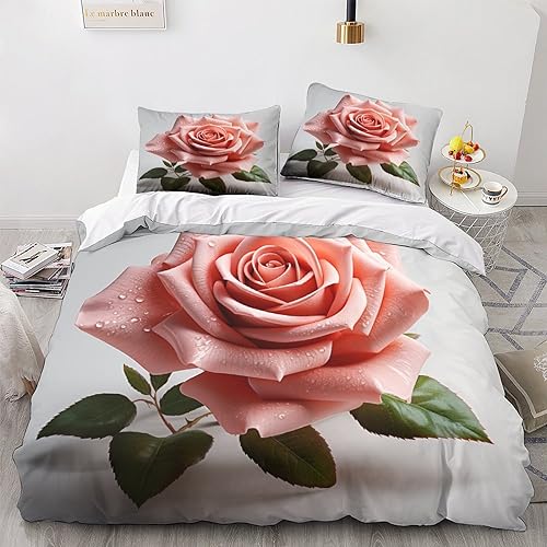 3D Roses Bettbezug Schlafhilfe Pink Roses Steppdeckenbezug Mit Liebe Bed Linen Sets Wärme Zum Schlafen Bettdeckenbezug Verschiedene Größen Bettwäsche Set King（220x240cm） von GEEYOU