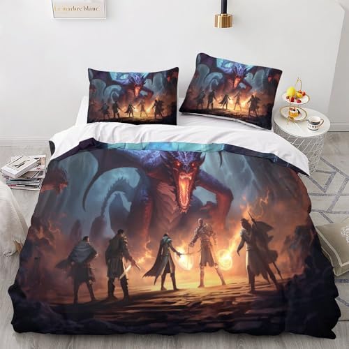 Drache Bedding Sets Satin Drache King Steppdeckenbezug Reißverschluss Bettdeckenbezug Zip-Verschluss Bettwäsche Garnitur Verschiedene Größen Bettbezug Double（200x200cm） von GEEYOU