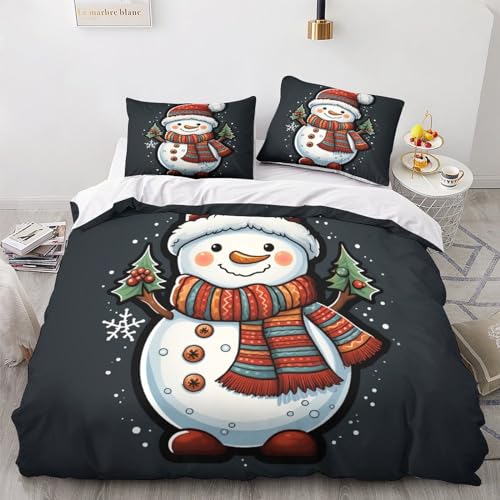 GEEYOU Christmas Animals Duvet Cover Set Kissenbezug Verstecktes Scharnier Bettbezug Baumwolle Xmas Bettwäsche Set Wärme Zum Schlafen Steppdeckenbezug Double（200x200cm） von GEEYOU