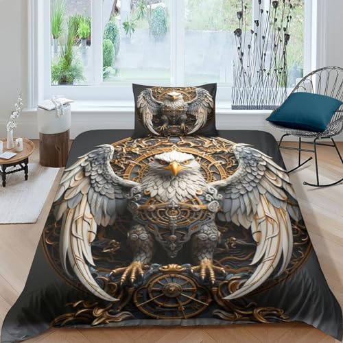 GEEYOU Flying Creatures Bequem Bettwäsche-Set Personalisierter Adler Steppdeckenbezug Set Mit Reißverschluss Bettbezug Set Microfaser Bettdeckenbezug Für Erwachsene Und Kinder Single（135x200cm） von LUMBO