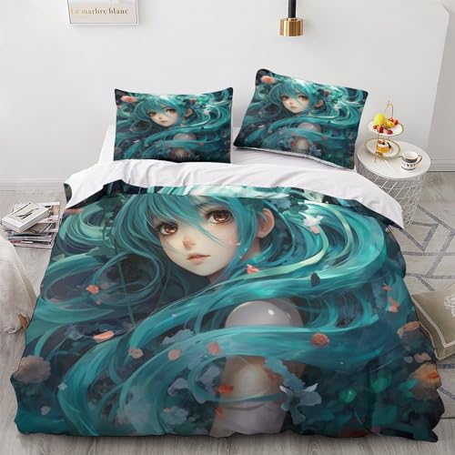 Girls Bettdeckenbezug Farbig Bettwäsche Verschiedene Größen Steppdeckenbezug Komfortabel Bed Linen Sets Mit Liebe Waschbar Anime Bettbezug Double（200x200cm） von GEEYOU