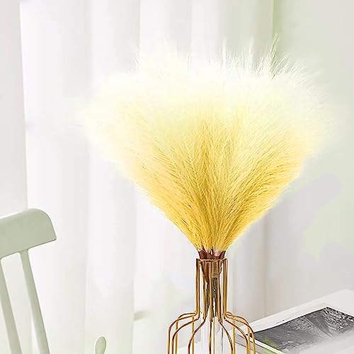 30 Stück Künstliche Pampasgras Farbverlauf Gelb Pampas Grass Deko Trockenblumenstrauß, 55cm Pampasgras Getrocknet für Blumen Arrangements Heim Decor,Pampasgras Flauschige Wedel von GEFIRE