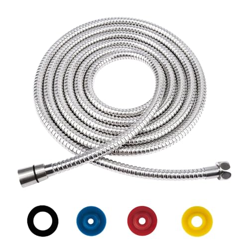 GEFIRE Duschschlauch, Edelstahl Brauseschlauch 5m, Verdrehschutz Universal Duschschlauch, mit 4 Wassersparer Durchflussbegrenzer, Standard 1/2" Anschluss, Druckbeständig, Hitzebeständig, Silber GEFIRE Duschschlauch, Edelstahl Brauseschlauch 5m, Verdrehschutz Universal Duschschlauch, mit 4 Wassersparer Durchflussbegrenzer, Standard 1/2" Anschluss, Druckbeständig, Hitzebeständig, Silber von GEFIRE