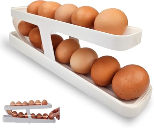 GEFIRE Eier Aufbewahrung Kühlschrank, Eierbehälter für Kühlschrank, Eierhalter Kühlschrank, mit 2 Ebenen Kühlschrank Organizer Eier, Automatisches Kühlschrank Eierhalter Hält 13-14 Standardeier GEFIRE Eier Aufbewahrung Kühlschrank, Eierbehälter für Kühlschrank, Eierhalter Kühlschrank, mit 2 Ebenen Kühlschrank Organizer Eier, Automatisches Kühlschrank Eierhalter Hält 13-14 Standardeier von GEFIRE
