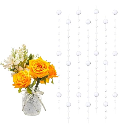 GEFIRE 18 Deko, Schwimmende Kerzen, Perlenschnur, Goldene Hochzeit Deko, Haarschmuck Hochzeit, Schwimmkerze, Kerze Silber, Geeignet Für Vasenfüller, Hochzeiten, Tischdekorationen (Transparent) von GEFIRE