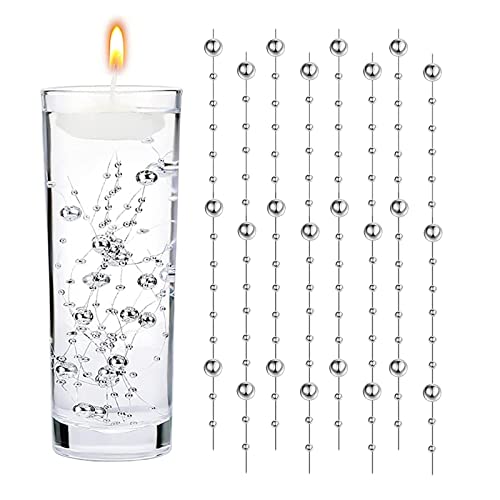GEFIRE 18 Stück Silber Wasserperlen Schwimmkerzen Schwimmende Perlen Schwimmende Kerzen Schwimmkerzen für Vase, Wasserflaschenfüller, Hochzeit, Tischdekoration (1,2 M) von GEFIRE